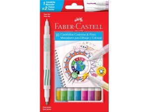 Canetinha Hidrográfica 10 Cores 2 Pontas - Faber-Castell